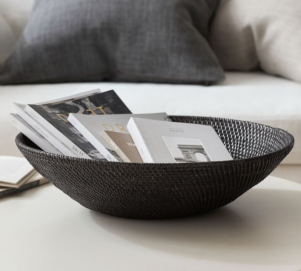 Woven Rattan Vase Collection, Black Pottery Barn Australia